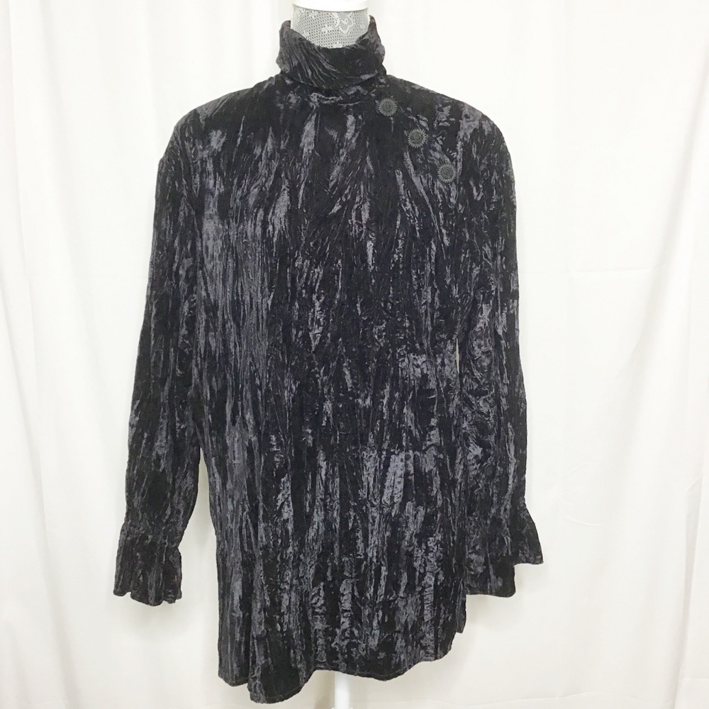Chaus Top Charcoal Tunic High Neck Long Sleeve